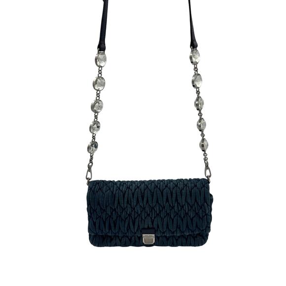 Miu Miu Handbags - MIMC101: Miu Miu navy blue matelassé denim shoulder bag